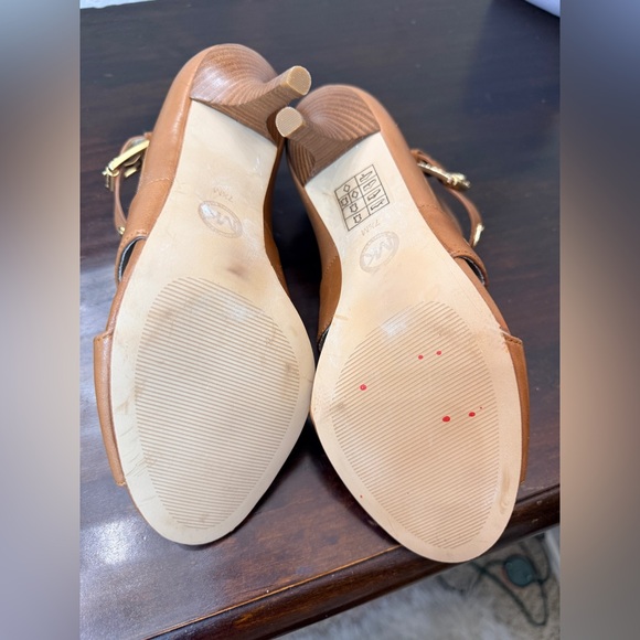 Michael Kors EUC Cognac Leather
Open Toe Heeled Booties w/ 3”
Heel Size 7.5 - Picture 8 of 11